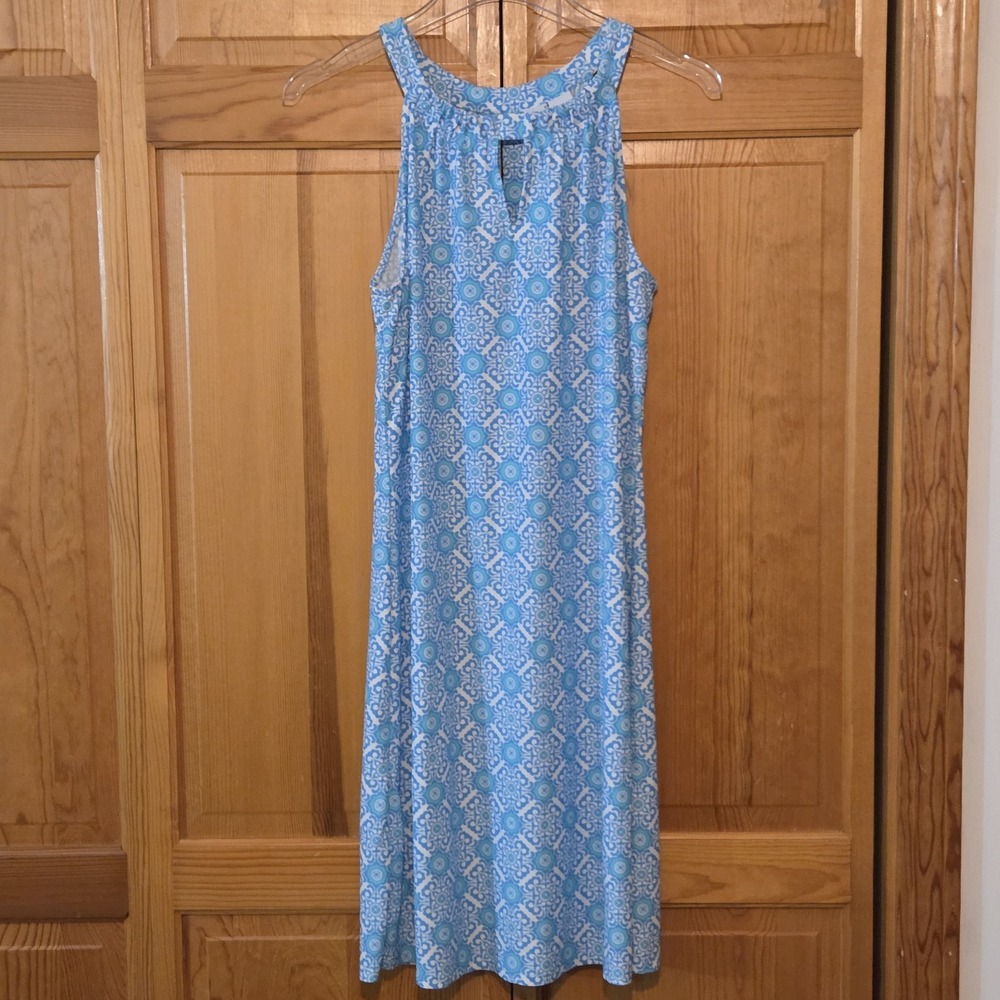 Jude Connally Dress Small Lisa Sleeveless Key Hole Shift Blue Jude Cloth Resort